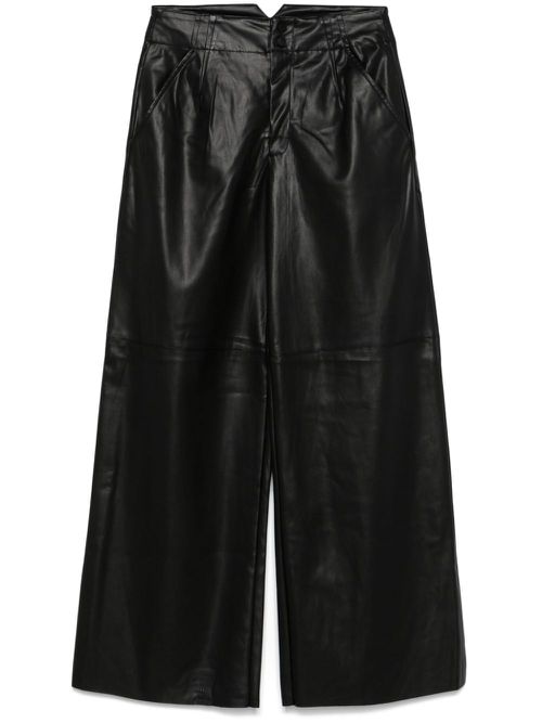 Faux-leather wide-leg trousers - Black