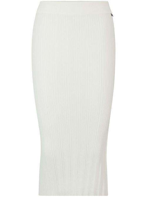 Ribbed-knit tube skirt - White