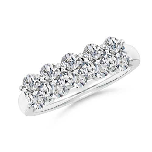 Angara 2.15 Carats Prong-Set Oval Diamond Five Stone Wedding Ring in 18K White Gold
