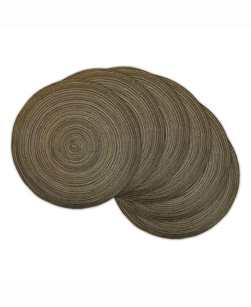 Variegated Round Polypropylene Woven Placemat, Set of 6 - Brown