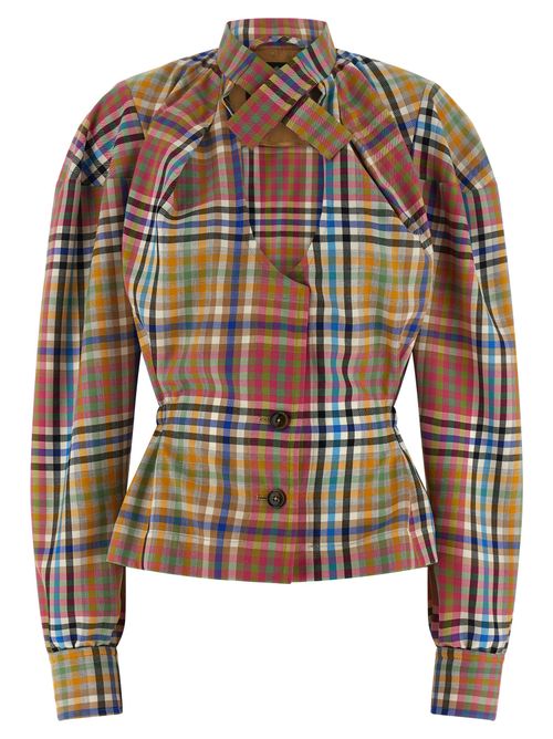 Heather Check Wool Blazer — Multicolor