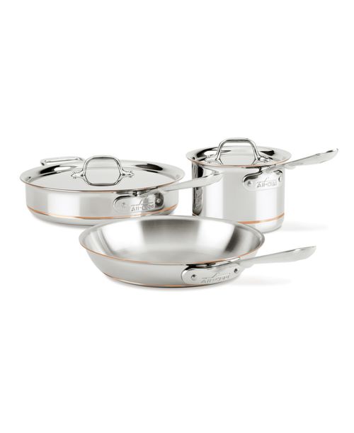 Copper Core 5-Ply Bonded 5 Piece Cookware Set - Silver
