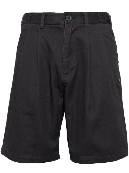 Logo-plaque pleated cotton shorts - Grey