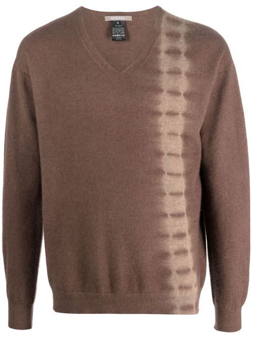 Tie-dye V-neck cashmere jumper - Brown