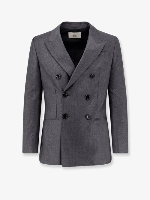 Double-Breasted Virgin Wool Blazer — Gray
