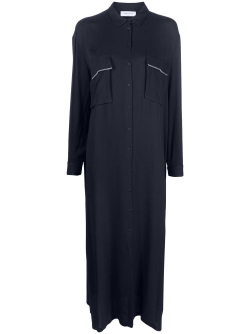Long-sleeved maxi shirtdress - Blue
