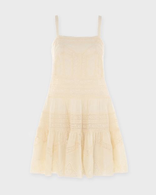 Zimmermann Dress Halliday Lace Trim Short Crea