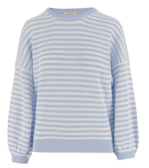 Light Blue Stripes Round Neck Sweater