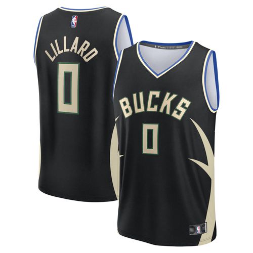 Youth Damian Lillard Black Milwaukee Bucks Fast Break Replica Player Jersey