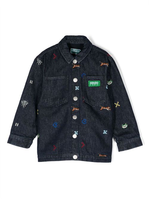 Embroidered-design denim jacket - Blue
