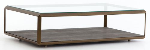 Bentley Collection Shagreen Antique Brass Shadow Box Coffee Table