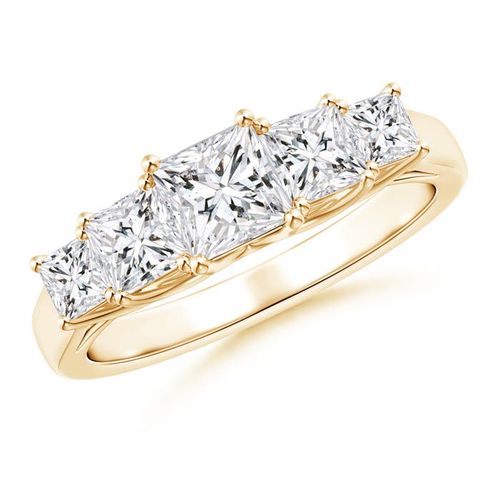 Angara 0.52 Carat Graduated Princess-Cut Trellis Diamond Five Stone Ring in 14K Yellow Gold
