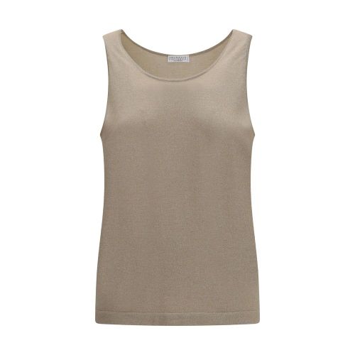 Cashmere Knit Tank Top — Beige