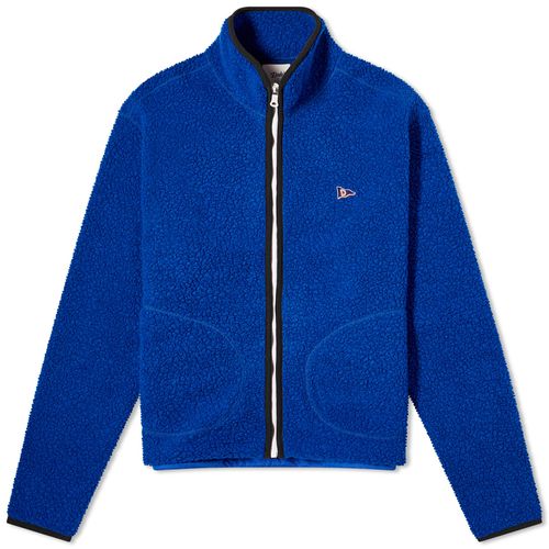 Men's Boucle Wool Zip Fleece Jacket in Blue