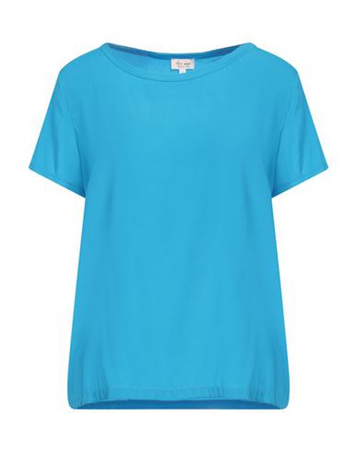 Woman Top Azure Size M Silk, Elastane