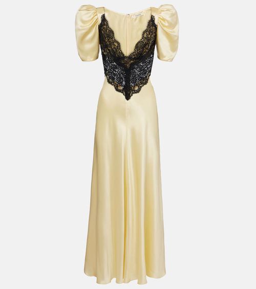 Lace-trimmed silk charmeuse gown