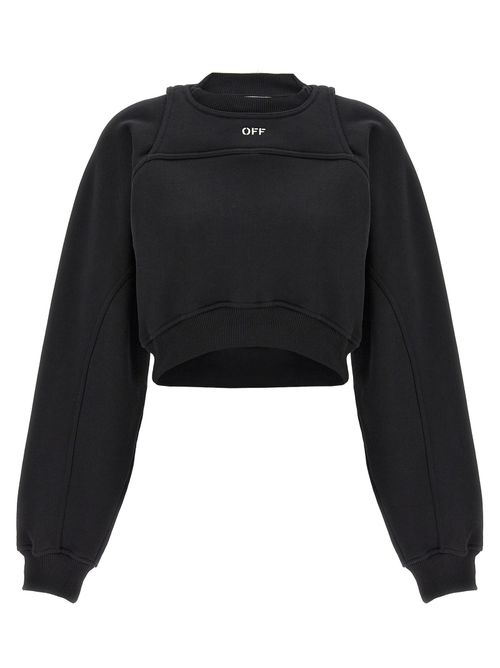 Logo-Embroidered Cropped Cotton Sweatshirt — Black