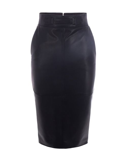 Nappa-Effect Coated Viscose Skirt — Black