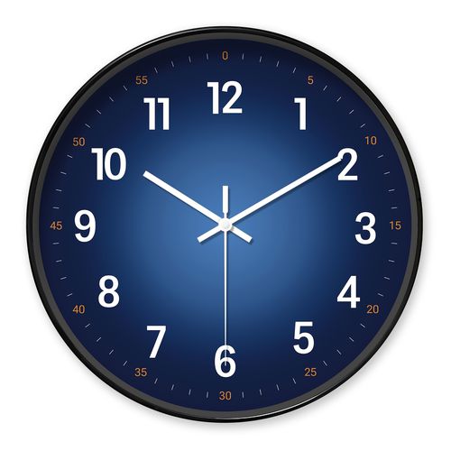 TEMU Modern Navy Blue Gradient Round Wall Clock With & White Face - Silent Quartz Movement, Large Easy-to-read Markers, For Living Room, Bedroo