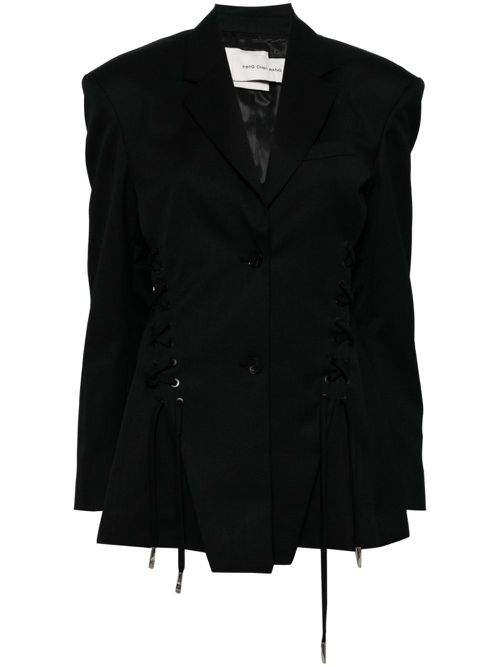 Self-tie detail blazer - Black