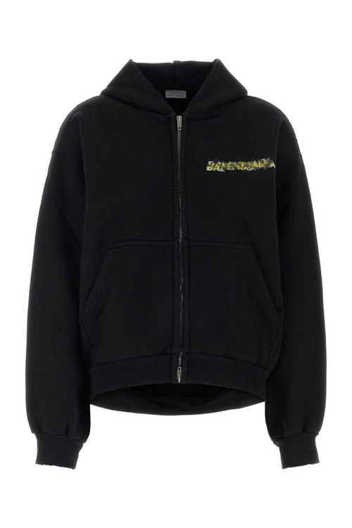 Black Cotton Oversize Sweatshirt Exterior: Felpe - Women