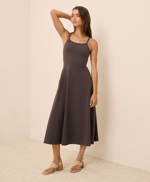 Women's Chocolate Heather Fit & Flare Midi Dress R