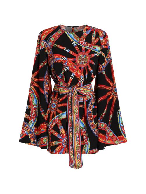 Silk Printed Dress — Black