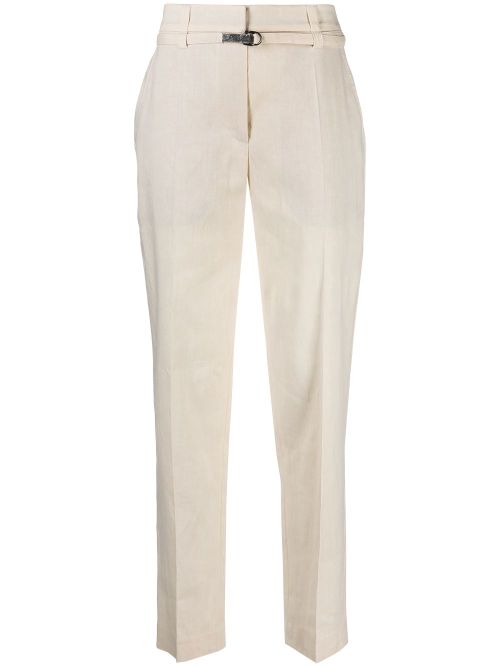 Brunello Cucinelli crpped high-waisted trousers - White