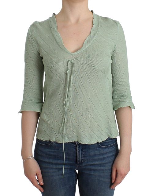 Lightweight Cotton Knit Blouse — Green