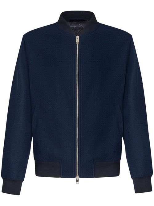 Textured cotton bomber jacket - Blue