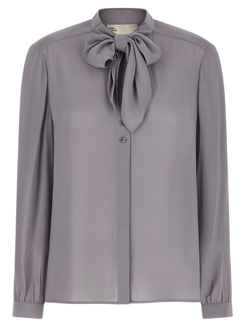 Georgette Bow Shirt And Blouse Gray