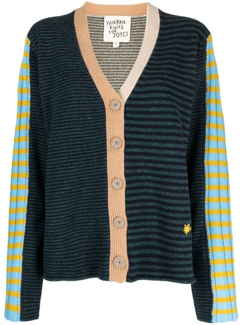 Logo-embroidered V-neck cardigan - Multicolour