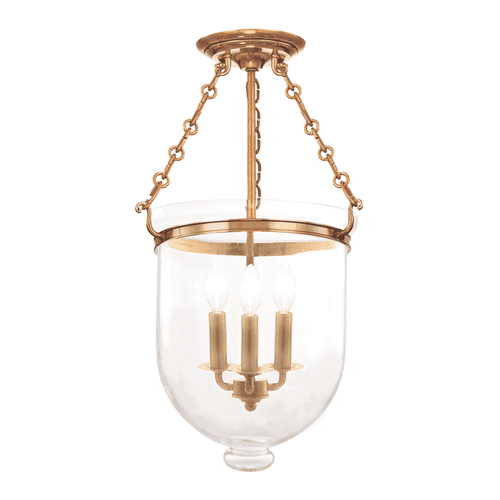 Hampton 3-Light Ceiling Light in Aged Bra