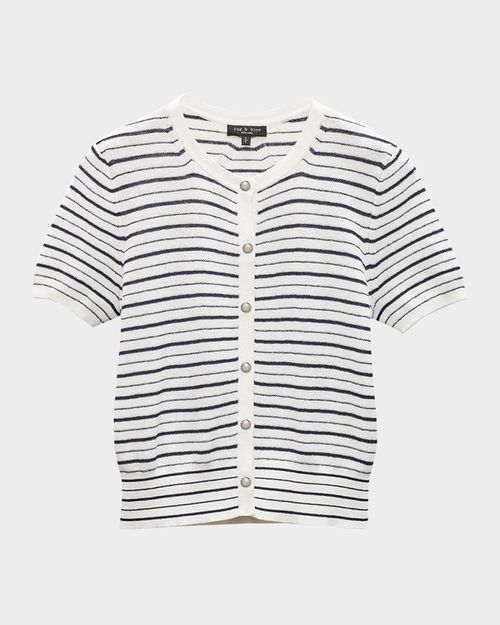 Dina Stripe Short-Sleeve Cardigan