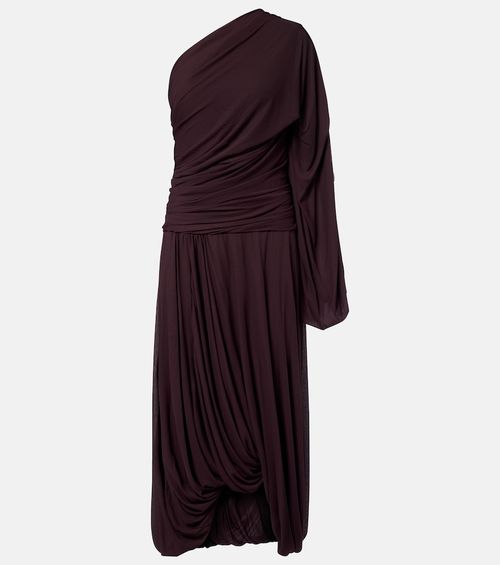 Gabri draped one-shoulder jersey midi dress