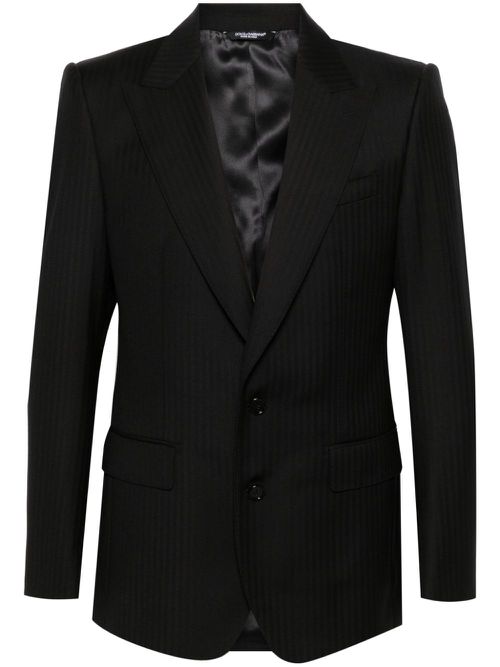 Single-breasted wool blazer - Black