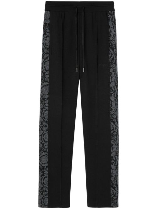 Patterned-jacquard straight-leg trousers - Black