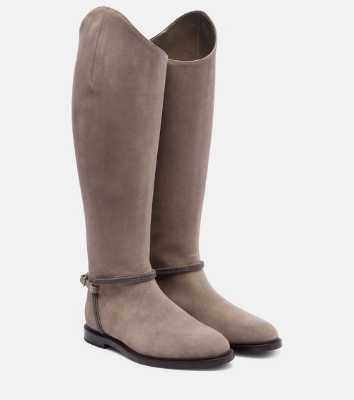 Monili suede knee-high boots