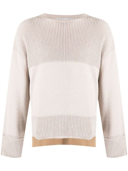 Colour-block ribbed-knit jumper - Grey
