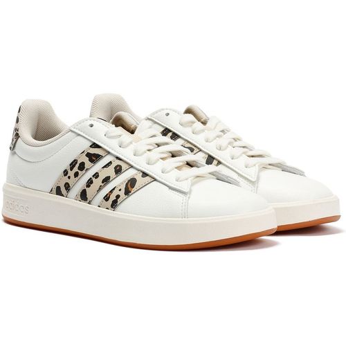 Adidas Grand Court 3.0 Womens Cream/Leopard Trainers - Beige