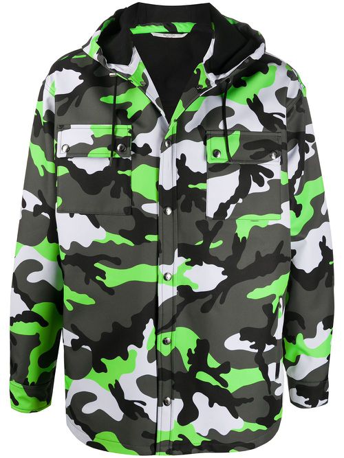 Camouflage print hooded jacket - Green