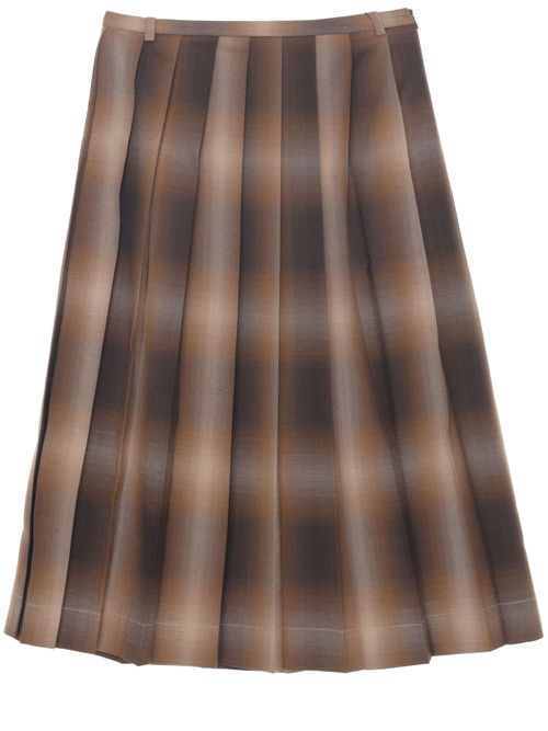 Checked pleated skirt - Brown
