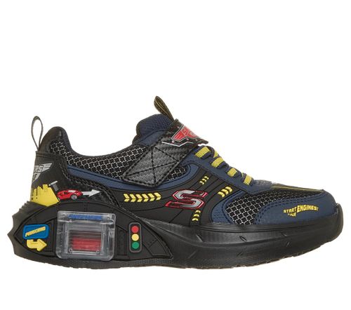 Skechers Boy's Garage Sneaker in Red/Charcoa