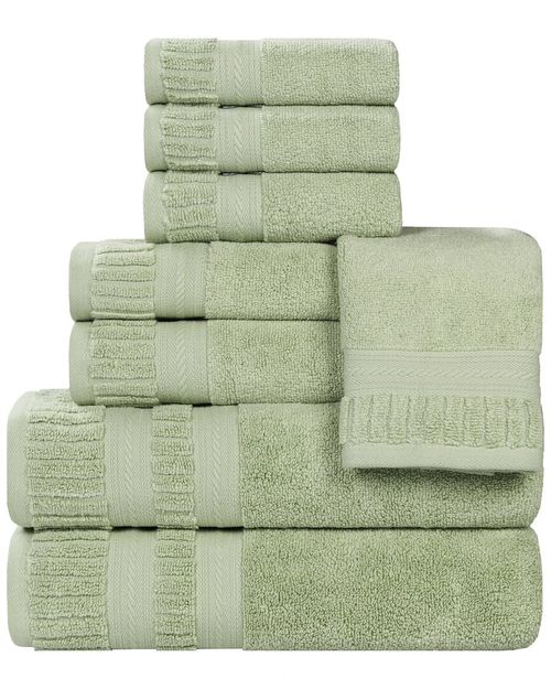 Venice Zero Twist Cotton Medium Weight Soft Absorbent 8pc Towel Set