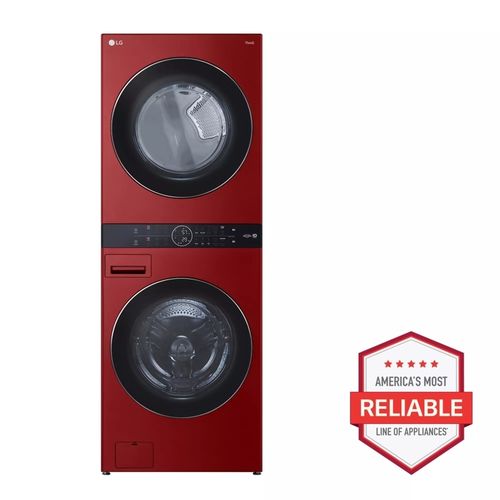LG Single Unit Front Load WashTower™ with Center Control™ Washer and 7.. ft. Electric Dryer., B2C Color Candy Apple Red, 4.. ft