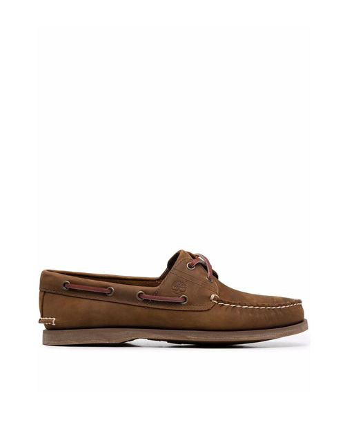 Brown Boat Loafers With Lace-Up Detail In Leather Man