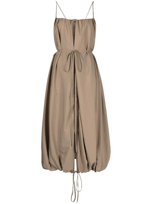 Zip-embellished ballon taffeta dress - Brown