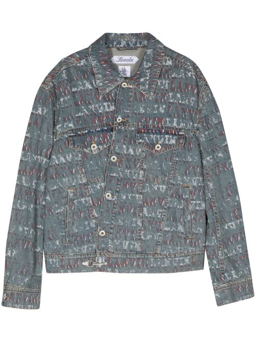 Stamp-effect denim jacket - Blue