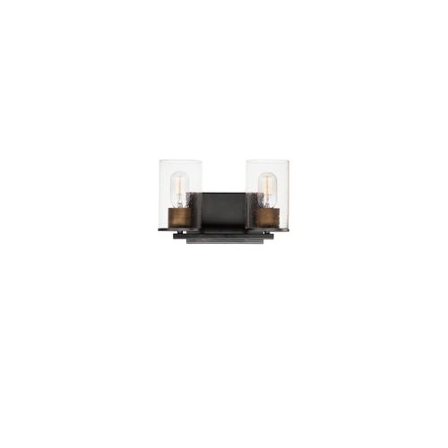Antique Brass Black Two Light Bath Vanity from the Sleek Collection