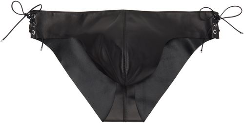 Ludovic de Saint Sernin Black Side Laced Leather Briefs